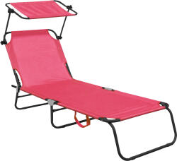 AGA Kerti állítható napozóágy tetővel Rózsaszín (MR4254-Pink)