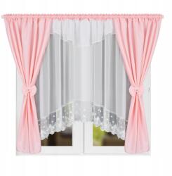  Függöny fátyol napellenző hímzés fehér szett függöny pasztell rózsaszín 160x400 (L 595 pastelowy róż)