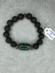  Föld és Tűz - Lávakő & Kerámia karkötő (JJK156)