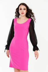 Bigy Paulina pink színű ruha fekete csipke ujjal