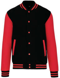 Kariban Uniszex vastag patentos pulóver, Kariban KA497, Black/Red-2XL (ka497bl-re-2xl)