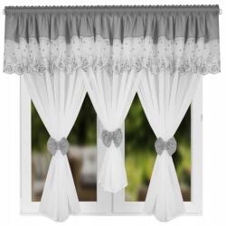  Modern függöny voile márkizett hímzett lambrekin csipke 150x400 szürke (L 628 jasny szary)