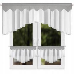  Konyhai függöny fátyol irigy karnis fehér szürke ív 80x200 (L616 80x200cm + 90x50cm j.szary)