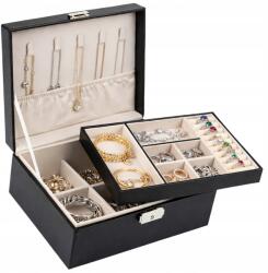 EdiBazzar Ékszertartó doboz XL Ékszertartó nagy doboz tágas fekete (Szkatułka XL Organizer na Biżuterię Duży kufe)