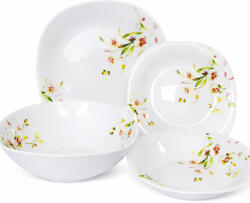 Luminarc Set de masă OPAL NOU, pătrat - 19 piese, model Flori de Câmp Serviciu de masa