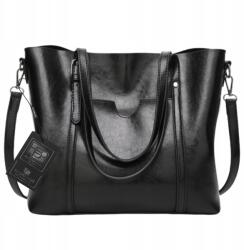 Bad&Bags Nagy bőr shopper táska klasszikus válltáska Bad&bags női A4-es méret (Shopperka torebka damska BAD&BAGS czarna)