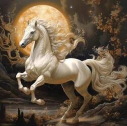 NORIMPEX - Puzzle Tablou Diamant: Cal alb cu lună 30x40cm - 1 - 39 piese