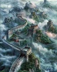 NORIMPEX - Puzzle Tablou Diamant: Marele Zid Chinezesc în ceață 30x40cm - 1 - 39 piese
