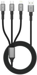 Tech-Protect Cablu 3 in 1 pentru incarcare si transfer de date Tech-Protect UltraBoost DNA, USB-C la Lightning / USB-C / MicroUSB, 3.5A, 480 Mbps, 1.2m, Gri (5906302330294)
