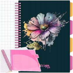 Strigo Spirálos Jegyzetfüzet B5 Kockás Spirálfüzet 100K Strigo Pads Virágok Sötétkék (PADS078)