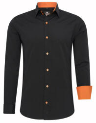 RUSTY NEAL cămașă bărbați R-44 cu mânecă lungă, slim fit Negru 3XL
