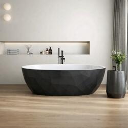 Foglia Cada freestanding compozit, negru cu alb, forme 3D, ovala 167 x 82 cm, Foglia Armonia (664705171133-BLKW)