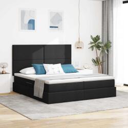 vidaXL LED легло за съхранение с матрак Черно 180 x 200 cm Текстил (3372823)