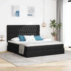 vidaXL LED легло за съхранение с матрак Черно 180 x 200 cm Текстил (3372847)