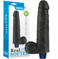 Lovetoy Realisztikus vibrátor herékkel és erekkel 9" Usb, Tpe Fekete (6942063401421)