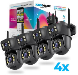 NAKAVISION C1 3+3MP DUAL Okos IP kamera - FEKETE - 4 darabos szett (130916)