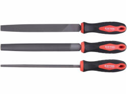 Extol Premium fémreszelő készlet 3 db (lapos, félkerek, kerek), 200mm, T12 acél, vágat 2, finom, TPR gumis műanyag nyél (8803610)