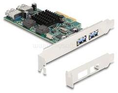 Delock PCI Express x4 kártya - 2 x külső USB 5 Gbps A-típusú és 2 x belső USB 5 Gbps A-típusú kettős csatorna - alacsony profilú formatényező (DL90282) (DL90282)