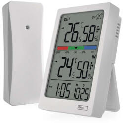 EMOS Digitális hőmérő páratartalom-mérővel, vezeték nélküli érzékelővel, óra, dátum E0558W (E0558W) - scom