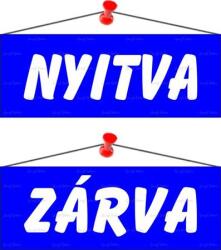  Információs tábla, 22x8, 5 cm, kétoldalas, Nyitva/Zárva , kék (LUIN008)