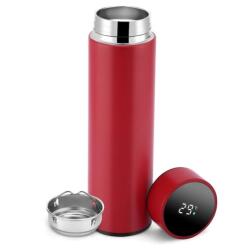 MACVI Macvi® Smart 500 ml-es termosz infúziós szűrővel és dupla falú, piros LED hőmérsékletkijelzővel (MCV-02065)