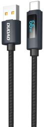 Dudao L7T USB-A - USB-C 66W adatkábel, 1m, fekete, LED kijelzővel