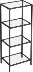 VASAGLE 4 szintes üvegpolc, könyvespolc, fekete (LGT028B61)