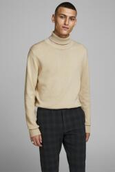 JACK & JONES Jack & Jones, Emil finomkötött garbónyakú pulóver, Bézs, XL (12157417-OATMEAL-XL)