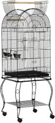 PawHut madárkalitka kanáriknak és papagájoknak, fém volier kerekekkel, fekete 51x51x153 cm