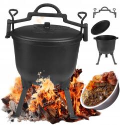  MEGA álló öntöttvas fogóedény máglyához, akár 16 literes grillsütőhöz - pepita - 55 190 Ft