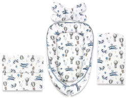 MimiNu Set 4 in 1 Cosulet bebelus, MimiNu, Baby Cocoon 75x55 cm, Husa bumbac, Din bumbac certificat Oeko Tex Standard 100, Cu paturica (6426972031165)