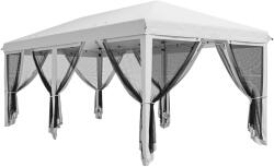 Outsunny összecsukható pavilon 6 szúnyoghálóval, kerti pavilon acélszerkezettel, 585x295x270cm, krémfehér
