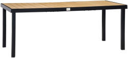 Outsunny kerti asztal 8 személyre, alumíniumból, kültéri műanyag asztal teraszra és erkélyre, fekete és fa szín