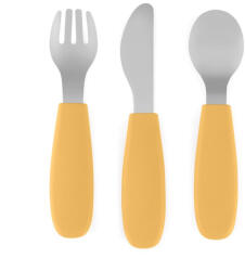 Petite&Mars Set complet tacamuri, Petite&Mars, Take&Match, Din silicon si otel inoxidabil, Fara BPA, 12 luni+, Ocru (727819) Set pentru masa bebelusi