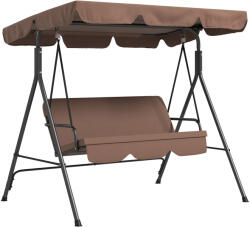 Outsunny Kerti Hintaágy 3 Személyre Napellenzővel és Acél Poliészter Kerettel, 172x110x153 cm, Barna