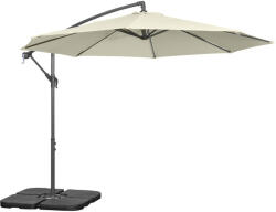 Outsunny Függő Napernyő Kereszt Alakú Talppal, Súlyokkal, Kurblival és UV-védelemmel, Ø3x2, 5 m, Bézs