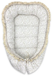 MimiNu Cosulet bebelus, MimiNu, Premium, Pentru dormit, Baby Nest 55 x 75 cm, Cu Volanase si dantela, Husa 100% bumbac, Din bumbac cert (6426972031240)