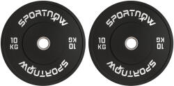  SPORTNOW Set 2 Discuri Greutăți de 10 kg din Cauciuc cu Orificiu de 2" /5 cm pentru Gantere și Haltere, Negru