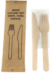 Tessera Csomagolt Fa Evőeszköz Kés+villa+szalvéta 100 db