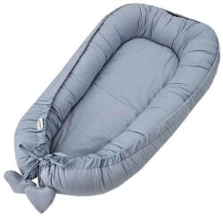 Feedo Cosulet bebelus, Feedo, Pentru dormit, joaca, protectie in patut, Baby Nest 90x60 cm, Din bumbac 100%, Design cu inimioare, Alba (208215)