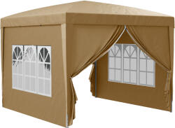 Outsunny 3x3 m-es összecsukható szabadtéri pavilon 4 oldalpanelekkel, acélból és Oxford szövetből, bézs
