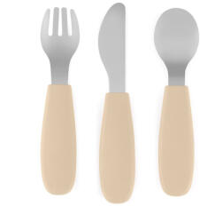 Petite&Mars Set complet tacamuri, Petite&Mars, Take&Match, Din silicon si otel inoxidabil, Fara BPA, 12 luni+, Bej (727818) Set pentru masa bebelusi