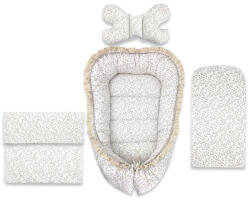 MimiNu Set 4 in 1 Cosulet bebelus, MimiNu, Premium, Baby Cocoon 75x55 cm, Cu volanase si dantela, Din bumbac certificat Oeko Tex Standa (6426972031325)