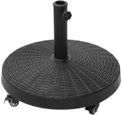  Esernyőállvány 38-48 mm, kerekekkel, kerek, HDPE, rattan imitáció, fekete, 52x41 cm, 52x41 cm