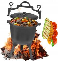  Öntöttvas üst, zománcozott, álló, tábortűzhöz, grillhez, 16 literes
