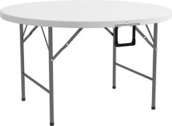 Outsunny Masă pliabilă pentru grădină și camping, din oțel și HDPE, Ø122x73 cm, gri și alb