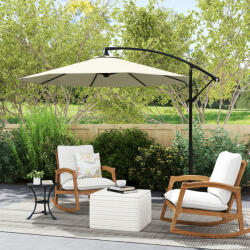 Outsunny Umbrelă de Soare Excentrică cu Bază în Cruce Inclusă, din Metal și Poliester, 3x2, 5 m, Bej