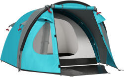 Outsunny 3 személyes kemping sátor szobával és előtérrel, 3000mm vízálló, szállítótáskával, kék