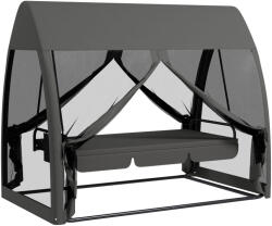 Outsunny 2 az 1-ben kerti hintapad ággyá alakítható párnákkal, UV-védő tetővel és cipzáros szúnyoghálóval, 240x140x197 cm, szürke