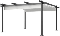 Outsunny Alumínium Vázú Visszahúzható Pergola, Napellenző Kertbe vagy Teraszra, 390x390x223 cm, Fehér